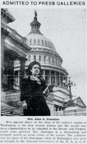 Alice Dunnigan (1906-1983) on the Capitol steps, July 5, 1947, Louisville Leader Collection, 1917-1950, University Archives and Records Center, University of Louisville, Louisville, Kentucky