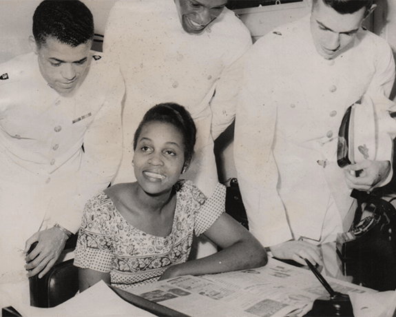 Begins Reporting at The Louisville Defender, 1955, Dorothy Butler Gilliam.