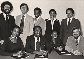 Co-founds Maynard Institute of Journalism Education with eight fellow journalists, 1977, Dorothy Butler Gilliam.